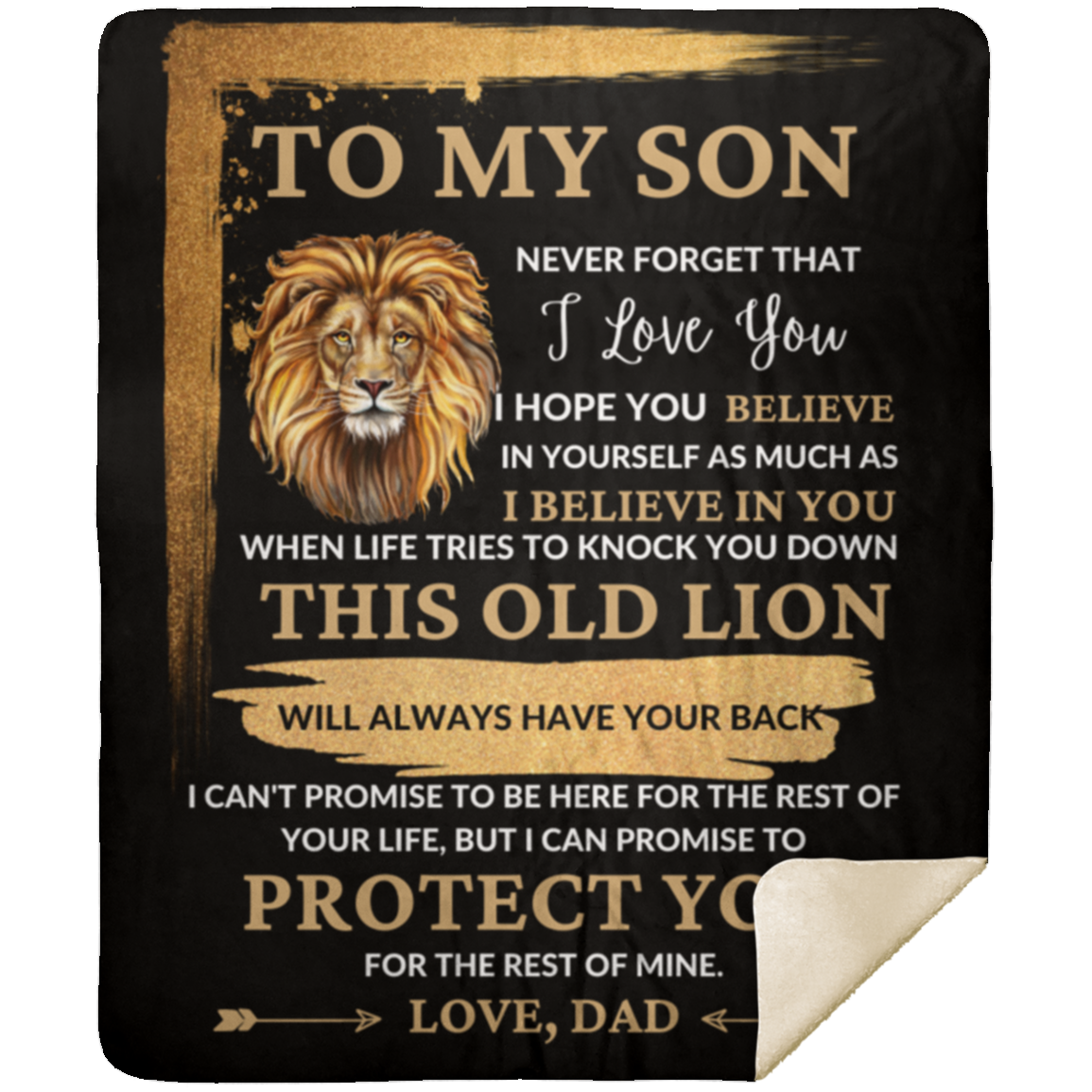 To My Son / This Old Lion / Love, Dad/  Mink Sherpa Blanket 50x60