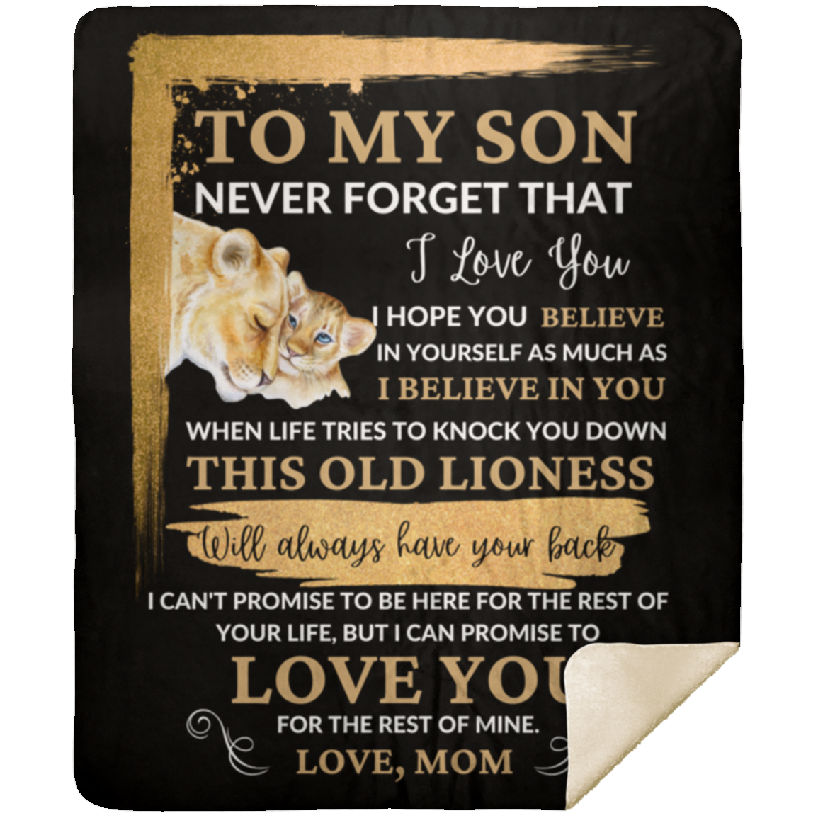 To My Son / This Old Lioness/ Love, Mom / Mink Sherpa Blanket 50x60