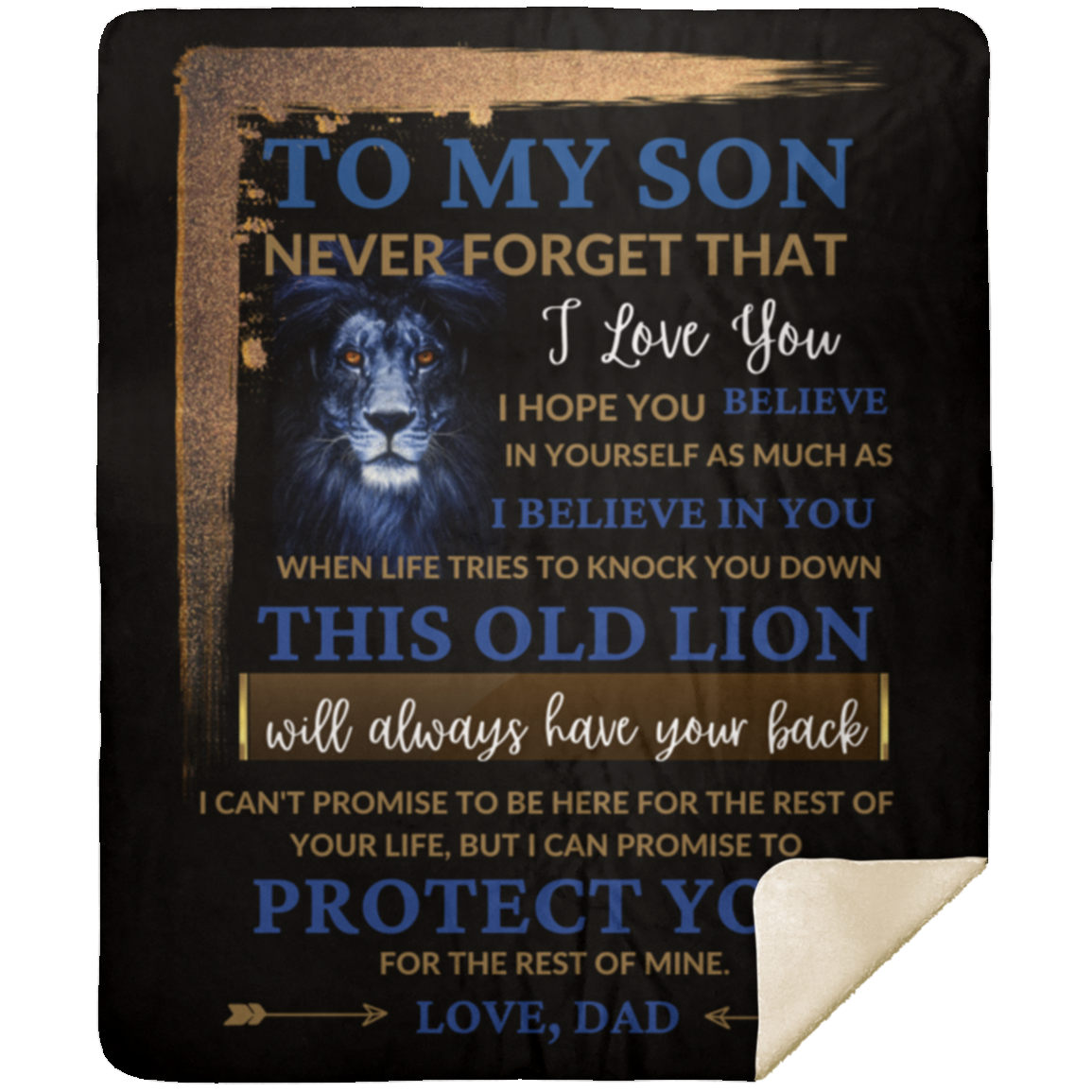 To My Son / This Old Lion / Love, Dad  Mink Sherpa Blanket 50x60