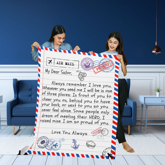 My Dear Sailor Veteran Blanket From Parent/  Premium Mink Sherpa Blanket 50x60