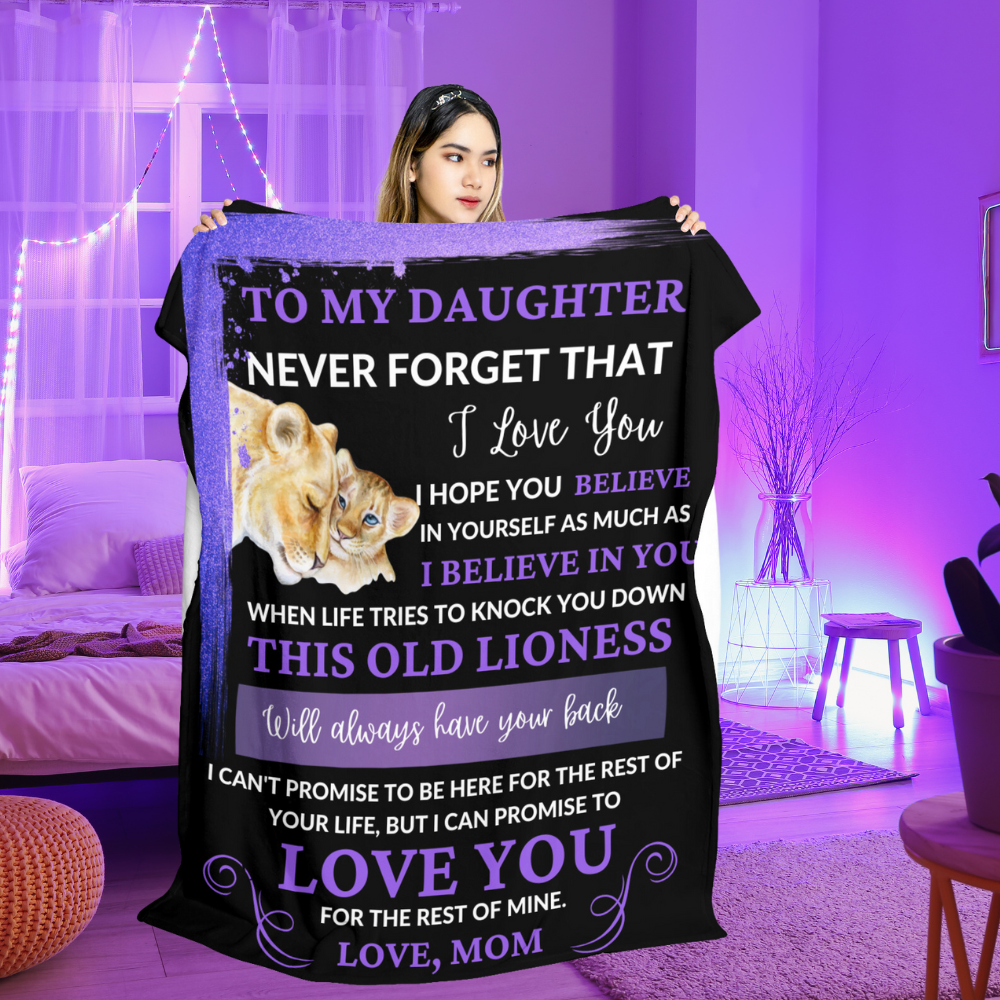 To My Daughter / This Old Lioness / Love, Mom / Mink Sherpa Blanket 50x60