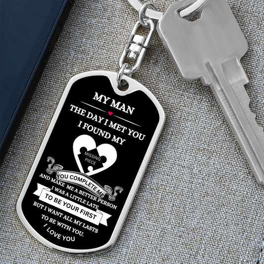 My Man / Dog Tag Keychain