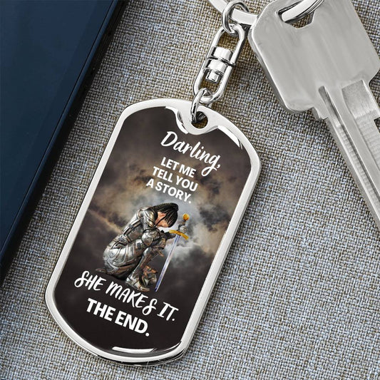 Darling "She Makes It" Dog Tag Keychain