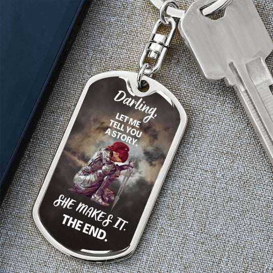 Darling "She Makes It" Dog Tag Keychain