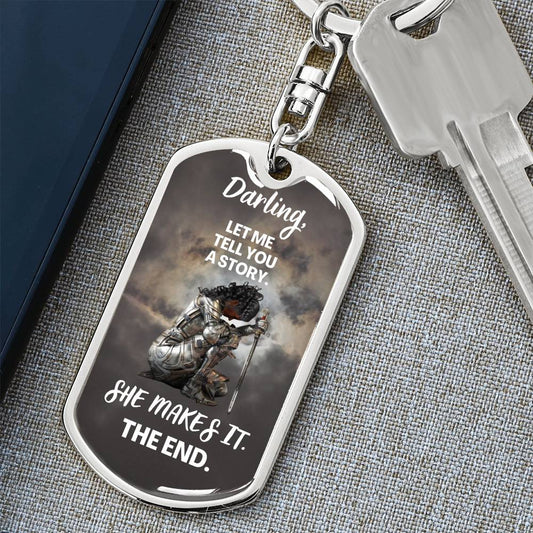 Darling "She Makes It" Dog Tag Keychain