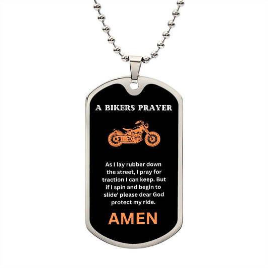 Biker's Prayer / Dog Tag Necklace