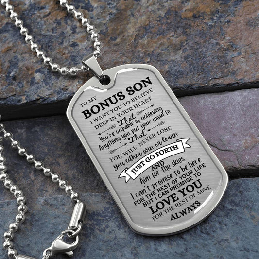 To My Bonus Son / Just Go Forth / Military Dog Tag Necklace