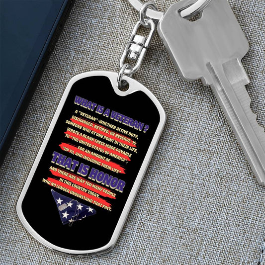 What is a Veteran? Dog Tag Keychain