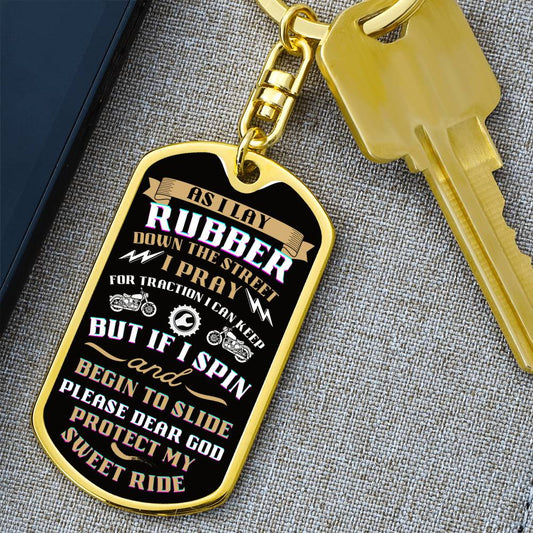 Biker's Prayer / Dog Tag Keychain