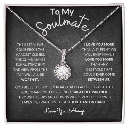 To My Soulmate / I Love You More / Eternal Hope Necklace / Personalized Message Card