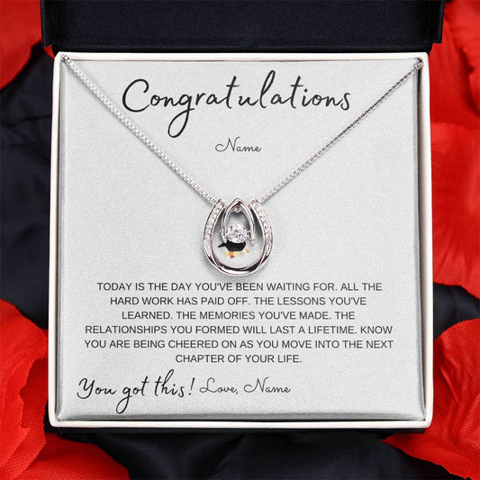 Graduation Gift for Her / Lucky in Love Necklace / Personalized Message Card