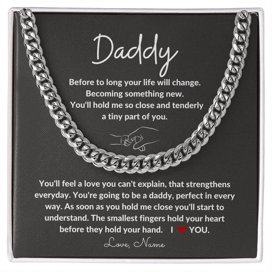 Daddy / Dad to be / Cuban Link Chain / Personalized Message Card