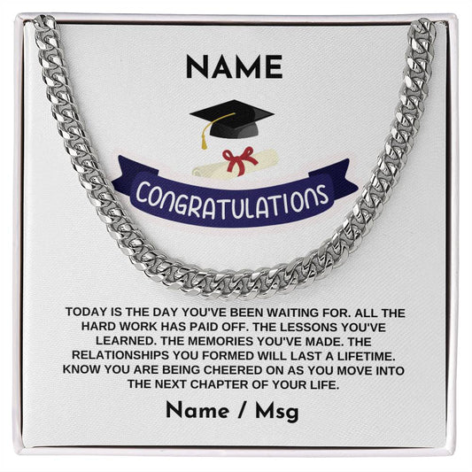 Graduation Gift for Him / Cuban Link Chain / Personalized Message Card