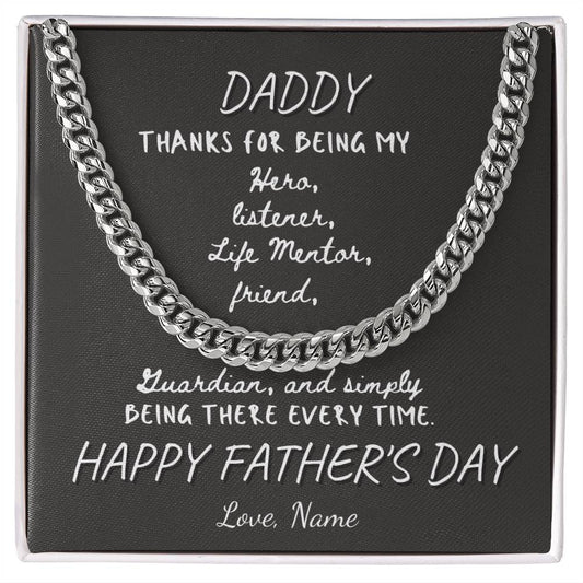 Daddy / Happy Father's Day / Gift from Daughter / Gift from Son / Cuban Link Chain / Personalized Message Card