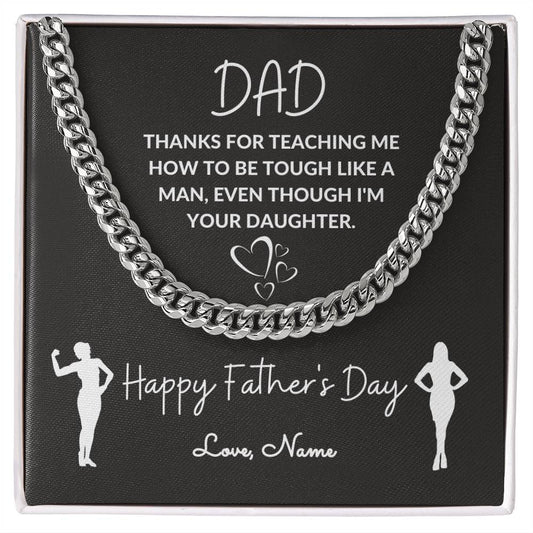 Dad / Happy Father's Dad / Gift from Daughter / Cuban Link Chain / Personalized Message Card