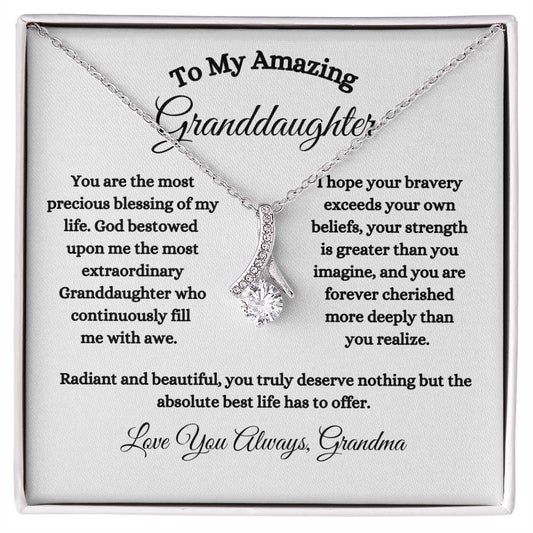 To My Amazing Granddaughter / Alluring Beauty Necklace / Personalized Message Card