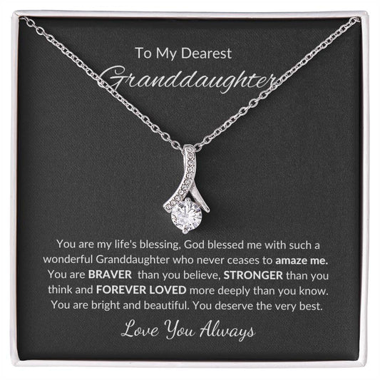 To My Dearest Granddaughter / Alluring Beauty Necklace / Personalized Message Card