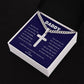 Daddy / My Hero / Cuban Link Chain with Personalized Artisan Cross / Personalized Message Card