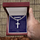 Daddy / My Hero / Cuban Link Chain with Personalized Artisan Cross / Personalized Message Card