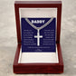 Daddy / My Hero / Cuban Link Chain with Personalized Artisan Cross / Personalized Message Card