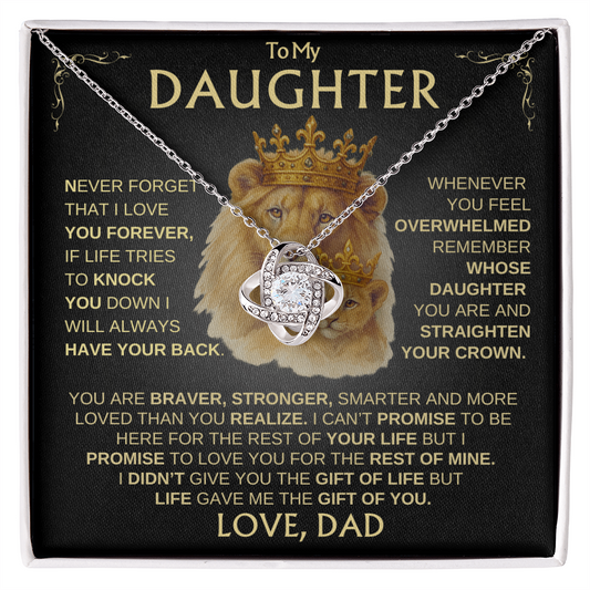 To My Daughter~ Love, Dad / Always Have Your Back / Love Knot Necklace