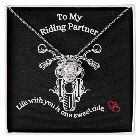 To My Riding Partner / One Sweet Ride / Love Knot Necklace