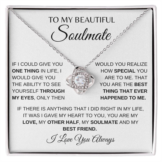 To My Soulmate / My Best Friend / Love Knot Necklace / Personalized Message Card