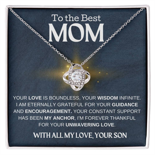 To the Best Mom / Gift from Son / Love Knot Necklace