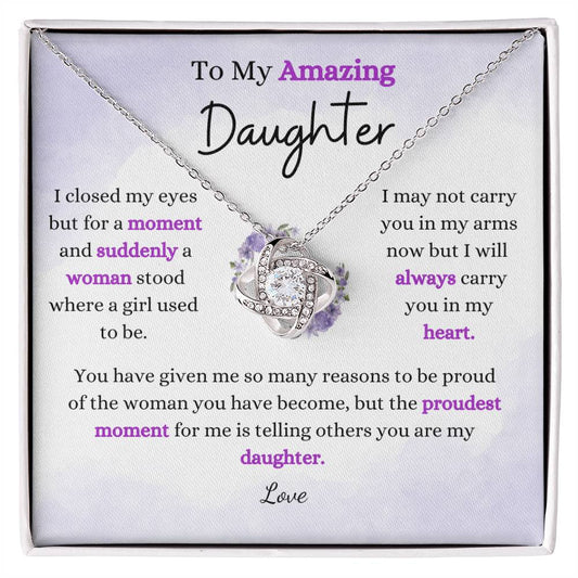 To My Amazing Daughter / Gift for Mom / Gift for Dad / Love Knot Necklace / Personalized Message Card