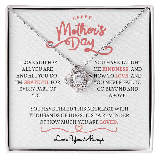 Happy Mother's Day / Grateful for You / Love Knot Necklace / Personalized Message Card