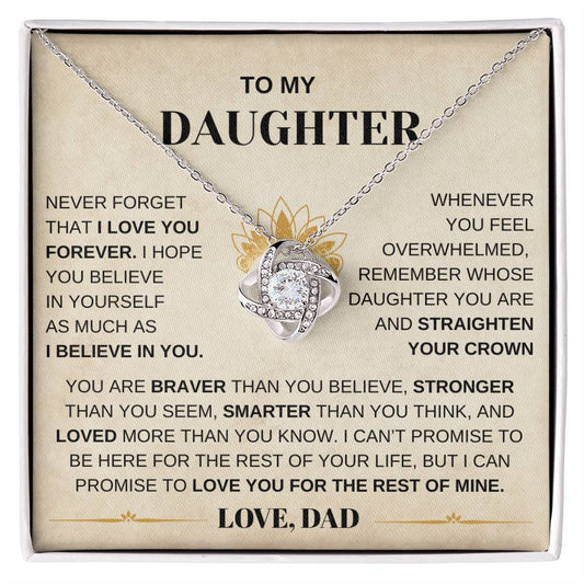 To My Daughter / Gift from Mom / Gift from Dad / Love Knot Necklace / Personalized Message Card