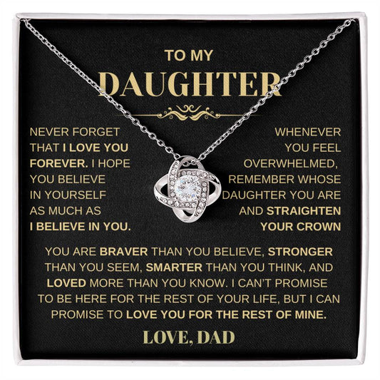 To My Daughter / Gift from Mom / Gift from Dad / Love Knot Necklace / Personalized Message Card