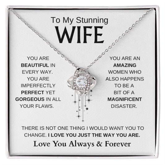 To My Stunning Wife / Love Knot Necklace / Personalized Message Card