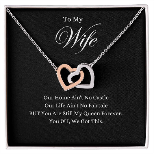 To My Wife / You & I Got This / Interlocking Heart Necklace / Personalized Message Card