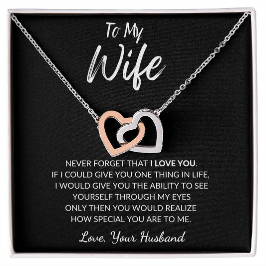 To My Wife / How Special You Are / Interlocking Heart Necklace / Personalized Message Card