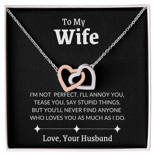 To My Wife / Love Your Husband / Interlocking Heart Necklace