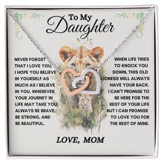 To My Daughter / This Old Lioness / Interlocking Heart Necklace