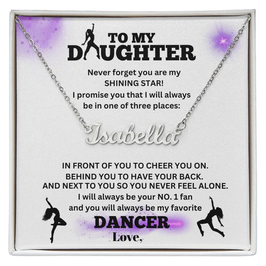 To My Daughter / No. 1 Dancer / Gift from Mom / Gift from Dad /  Personalized Name Necklace / Personalized Message Card