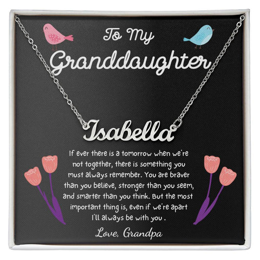 To My Granddaughter / Personalized Message Card / Personalized Name Necklace