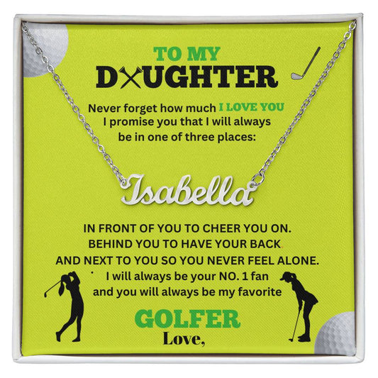 To My Daughter / No. 1 Golfer / Gift from Mom / Gift From Dad / Name Necklace / Personalized Message Card