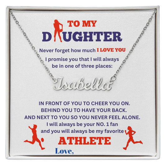 To My Daughter / Favorite Athlete / Name Necklace / Personalized Message Card