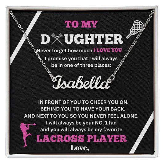 To My Daughter / No.1 LaCross Player / Gift from Mom / Gift from Dad / Name Necklace / Personalized Message Card