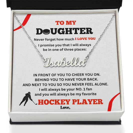 To My Daughter / Number One Hockey Player  / Gift from Mom / Gift from Dad / Personalized Name Necklace / Personalized Message Card