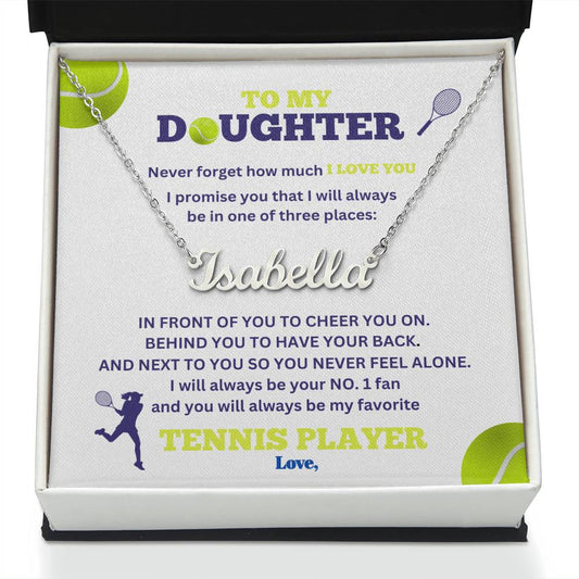 To My Daughter / Number One Tennis Player / Gift from Mom / Gift from Dad / Personalized Name Necklace / Personalized Message Card