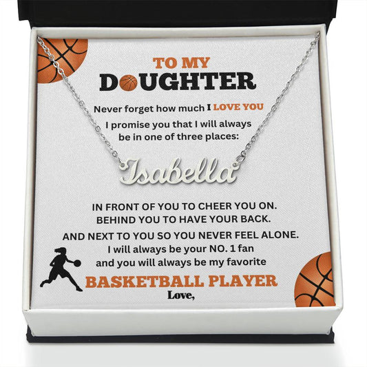 To My Daughter / Number One Basketball Player / Gift from Mom / Gift from Dad / Personalized Name Necklace / Personalized Message Card