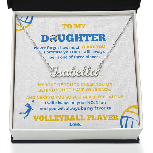 To My Daughter / Number One Volleyball Player / Gift from Mom / Gift from Dad / Personalized Name Necklace / Personalized Message Card