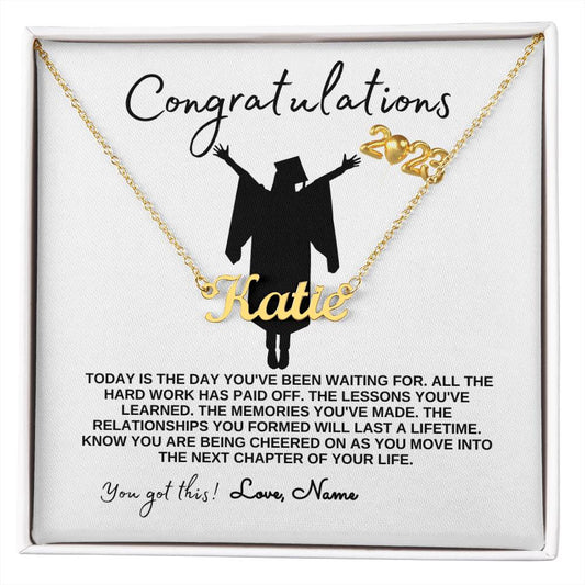 Graduation Gift for Her / Personalized Name Necklace / Personalized Message Card