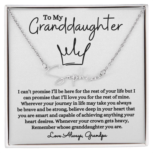 To My Granddaughter / Signature Name Necklace / Personalized Message Card