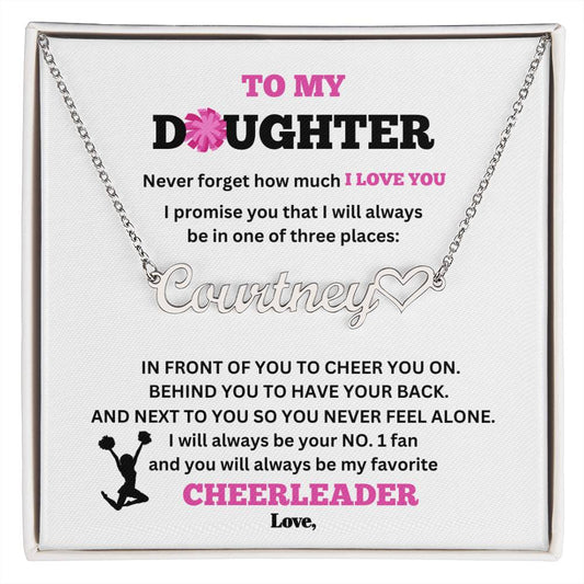 To My Daughter / Number One Cheerleader / Gift for Mom / Gift for Dad /Personalized Heart Name Necklace / Personalized Message Card