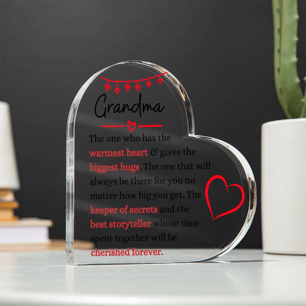 Grandma / Warmest Heart / Heart Acrylic Plaque